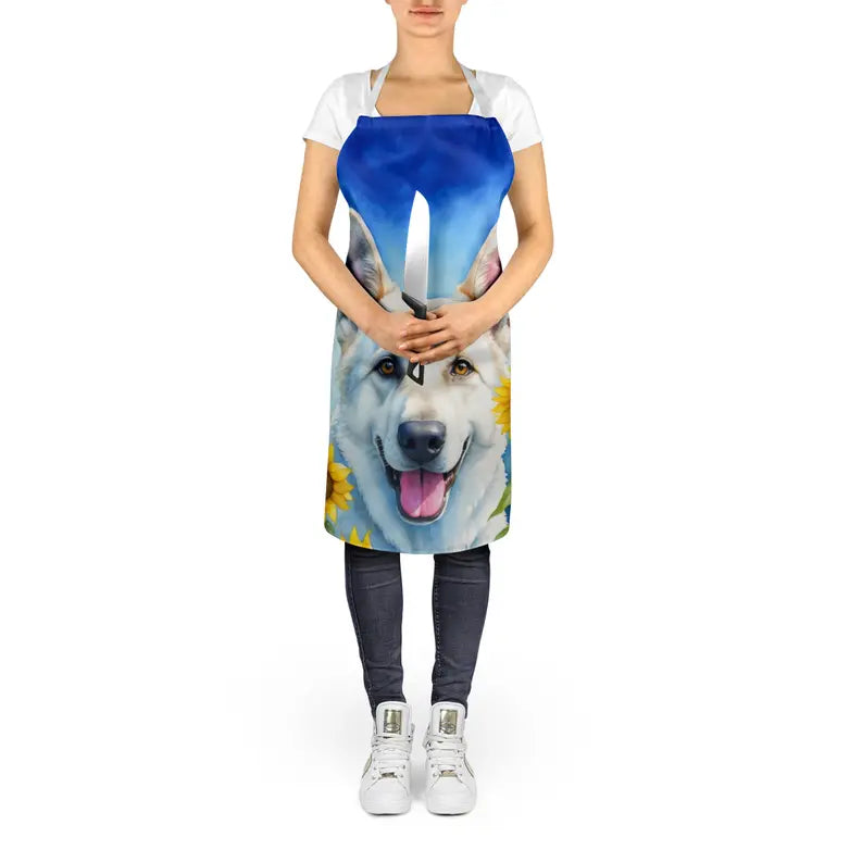 White German Shepherd in Sunflowers Apron Caroline's Treasures