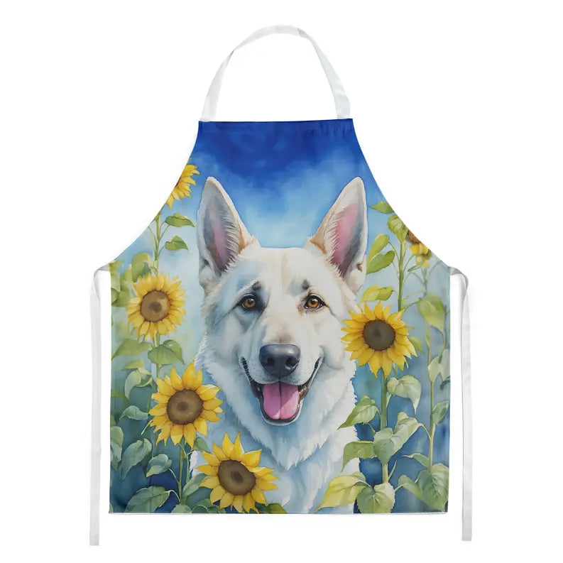 White German Shepherd in Sunflowers Apron Caroline's Treasures