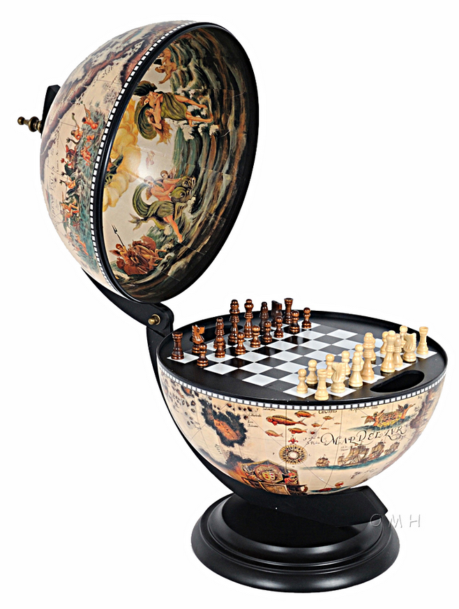 White Globe with Chess Holder- 13" OMH USA