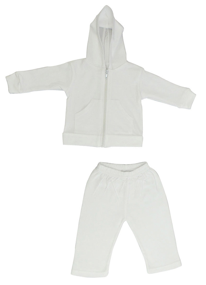 White Interlock Sweat Pants And Hoodie Set 419nb GreatEagleInc