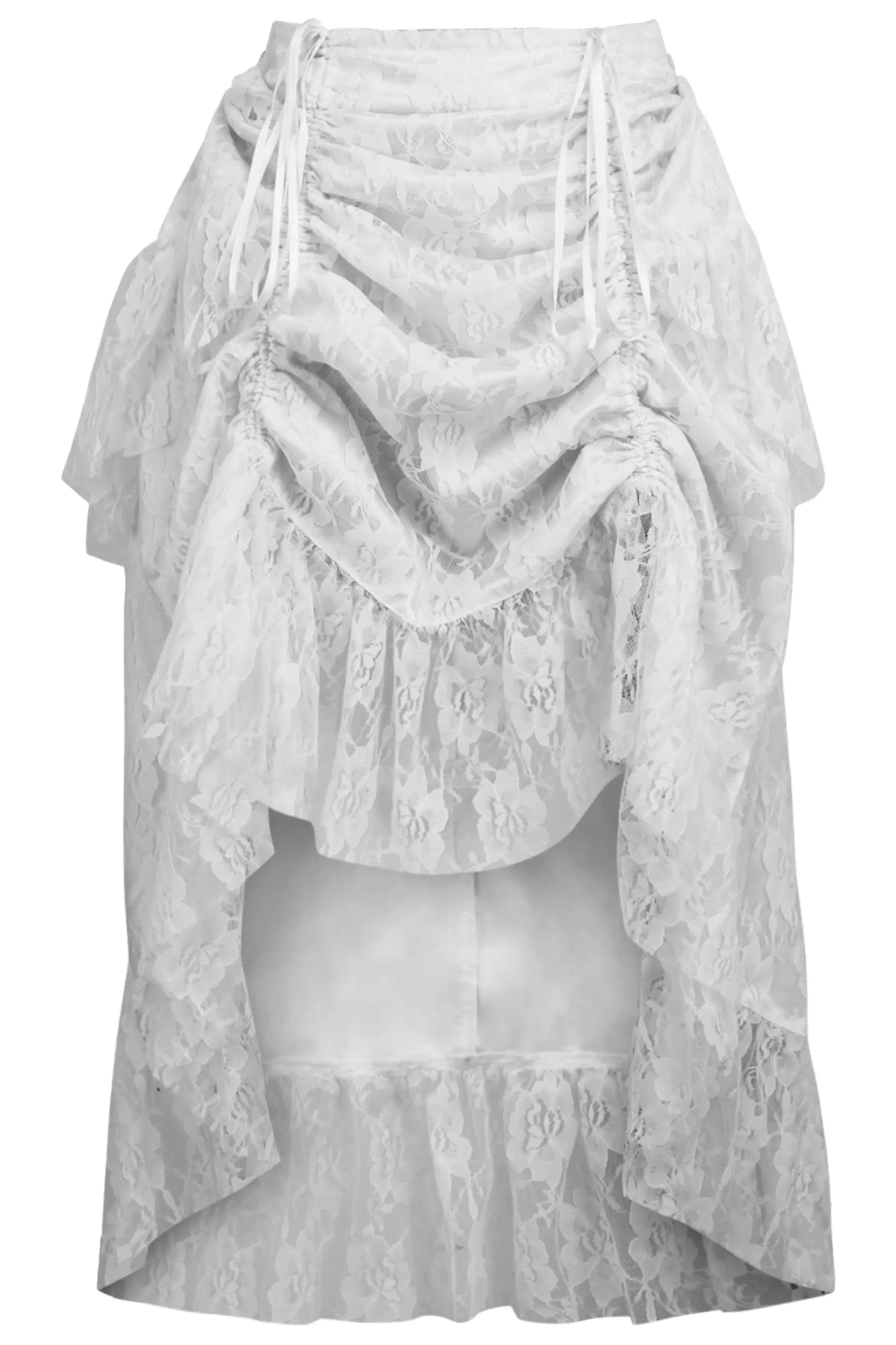 White Lace Adjustable High Low Bustle Skirt Daisy Corsets