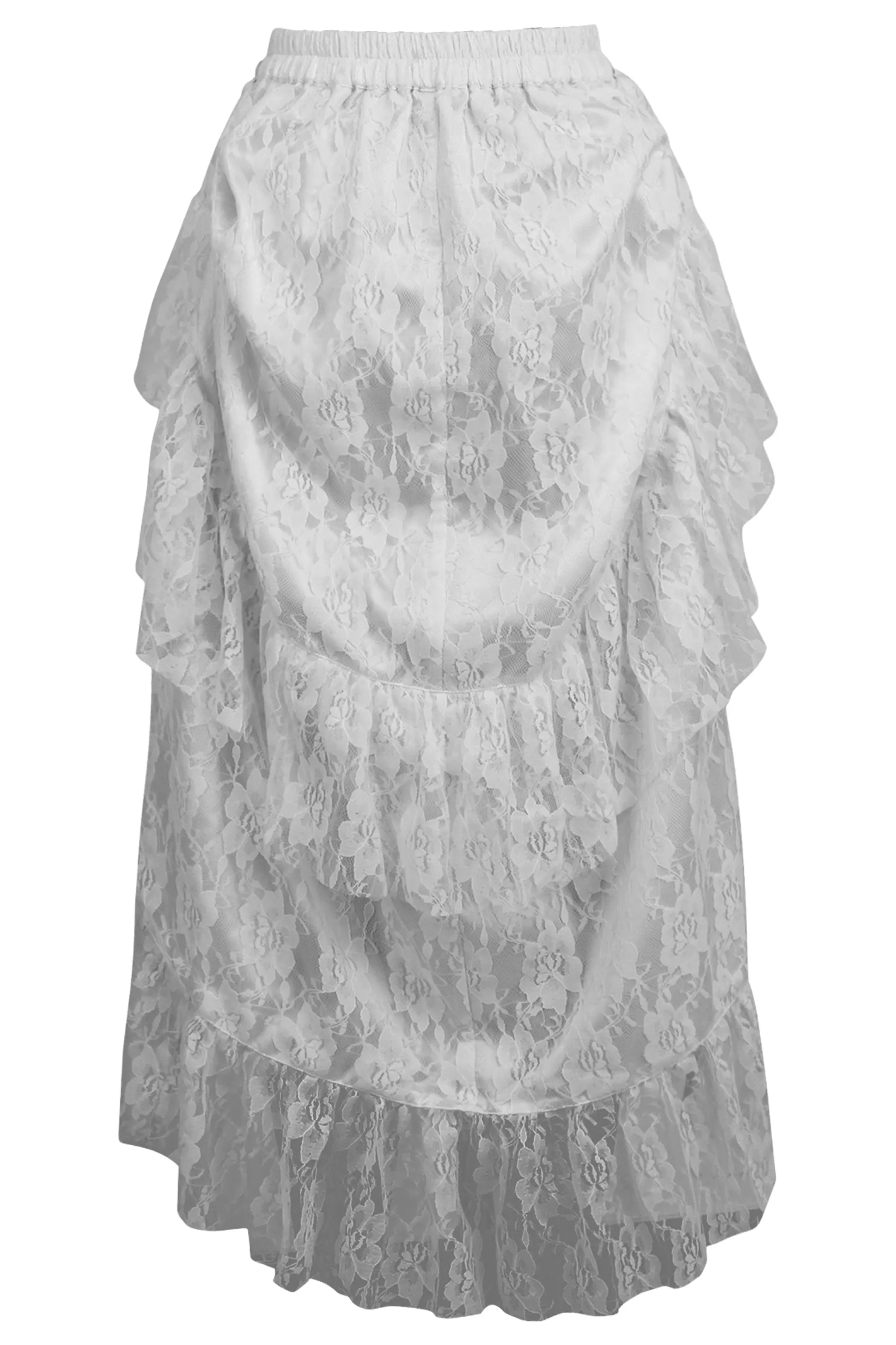 White Lace Adjustable High Low Bustle Skirt Daisy Corsets