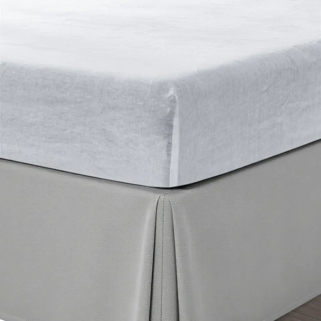 White Linen King Fitted sheet Homeroots Bed & Bath