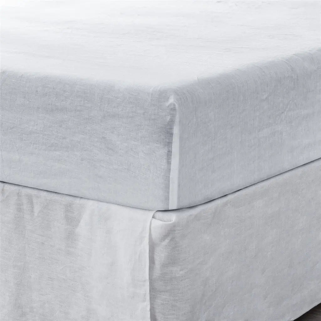White Linen King Fitted sheet Homeroots Bed & Bath