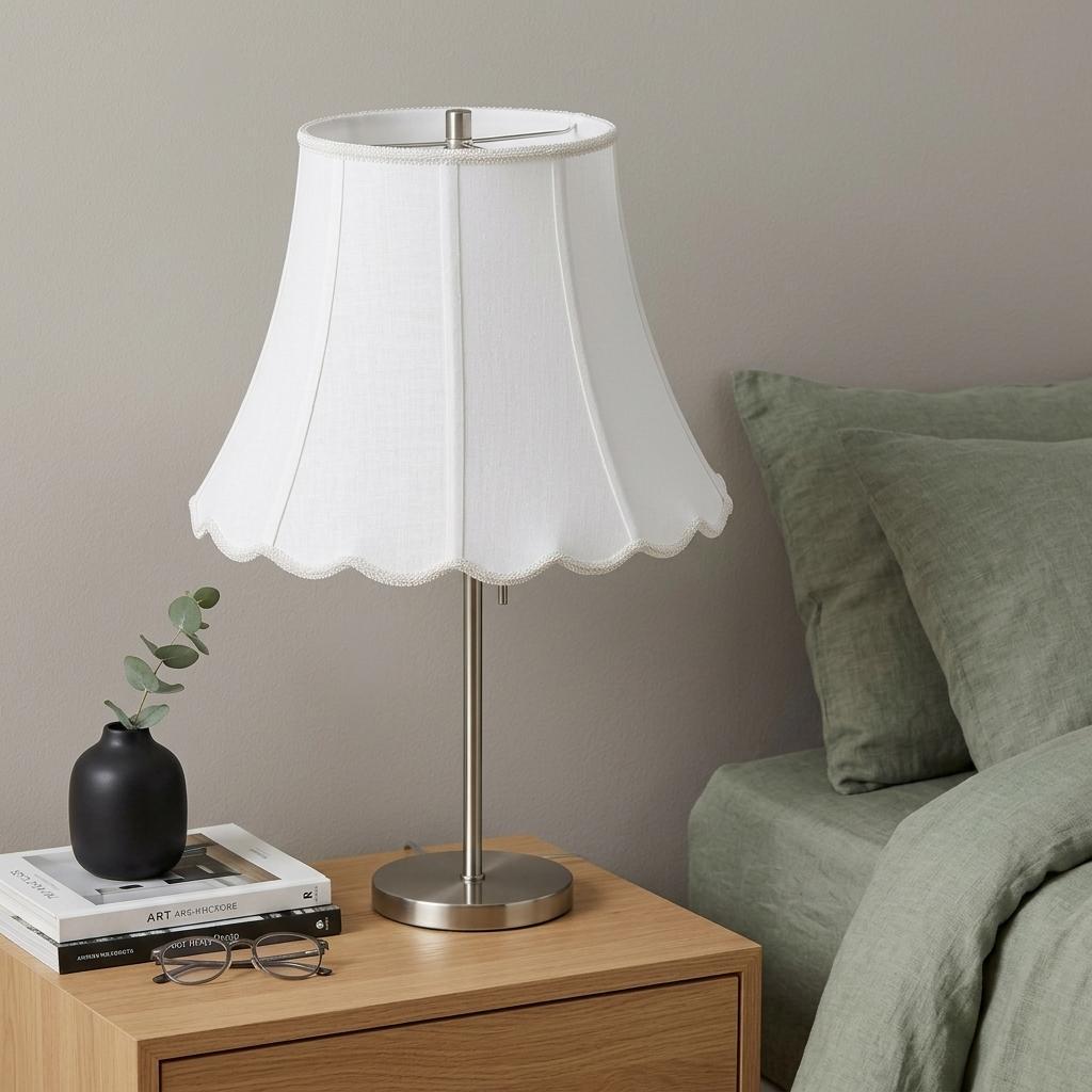 White Linen Piped Bell Lamp Shade Homeroots Lighting