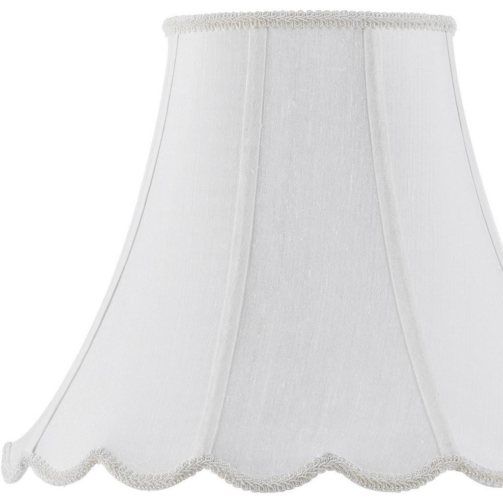 White Linen Piped Bell Lamp Shade Homeroots Lighting