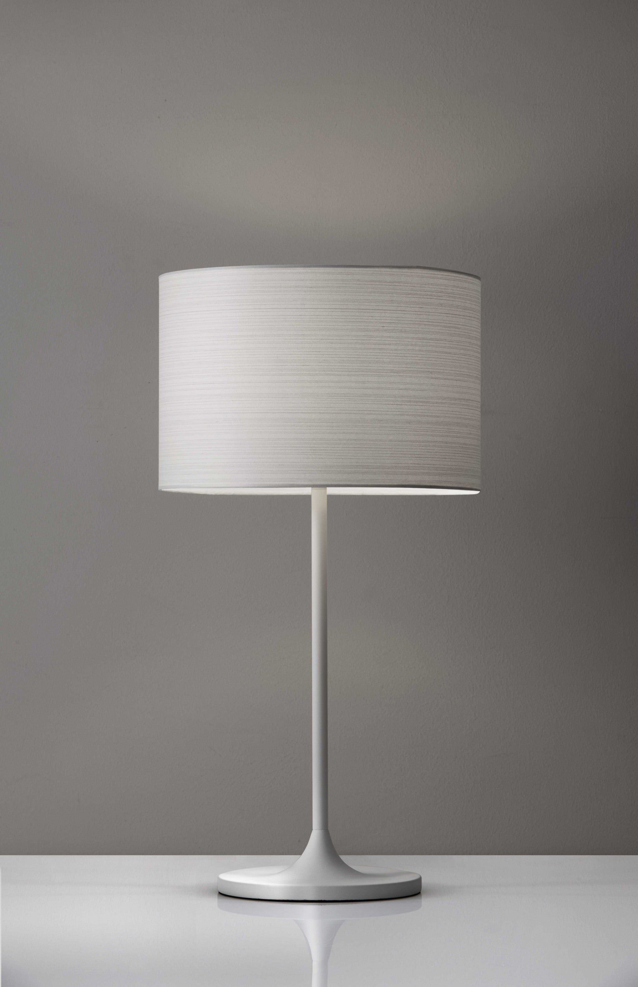White On White Metal Table Lamp - GreatEagleInc