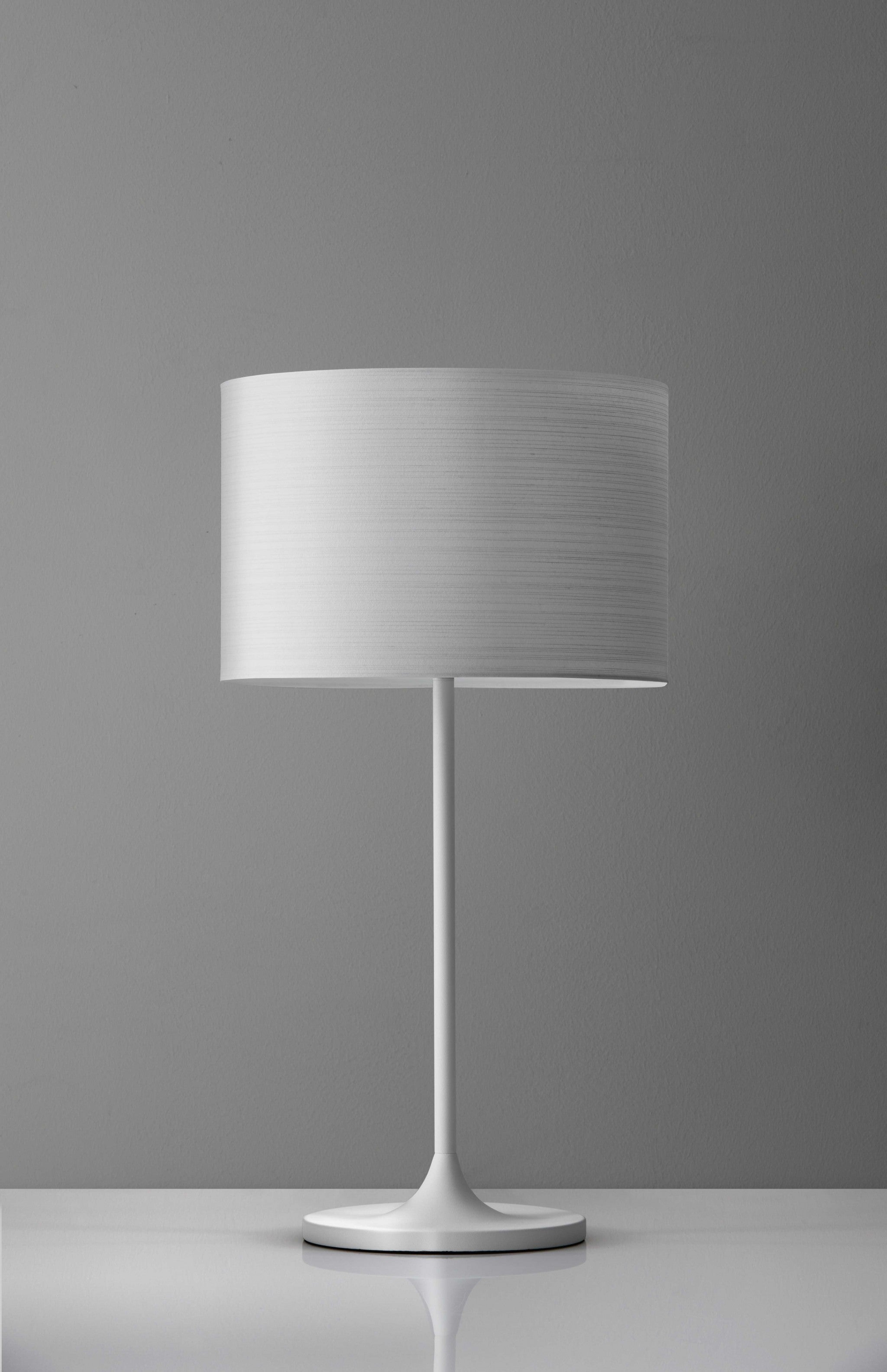 White On White Metal Table Lamp - GreatEagleInc