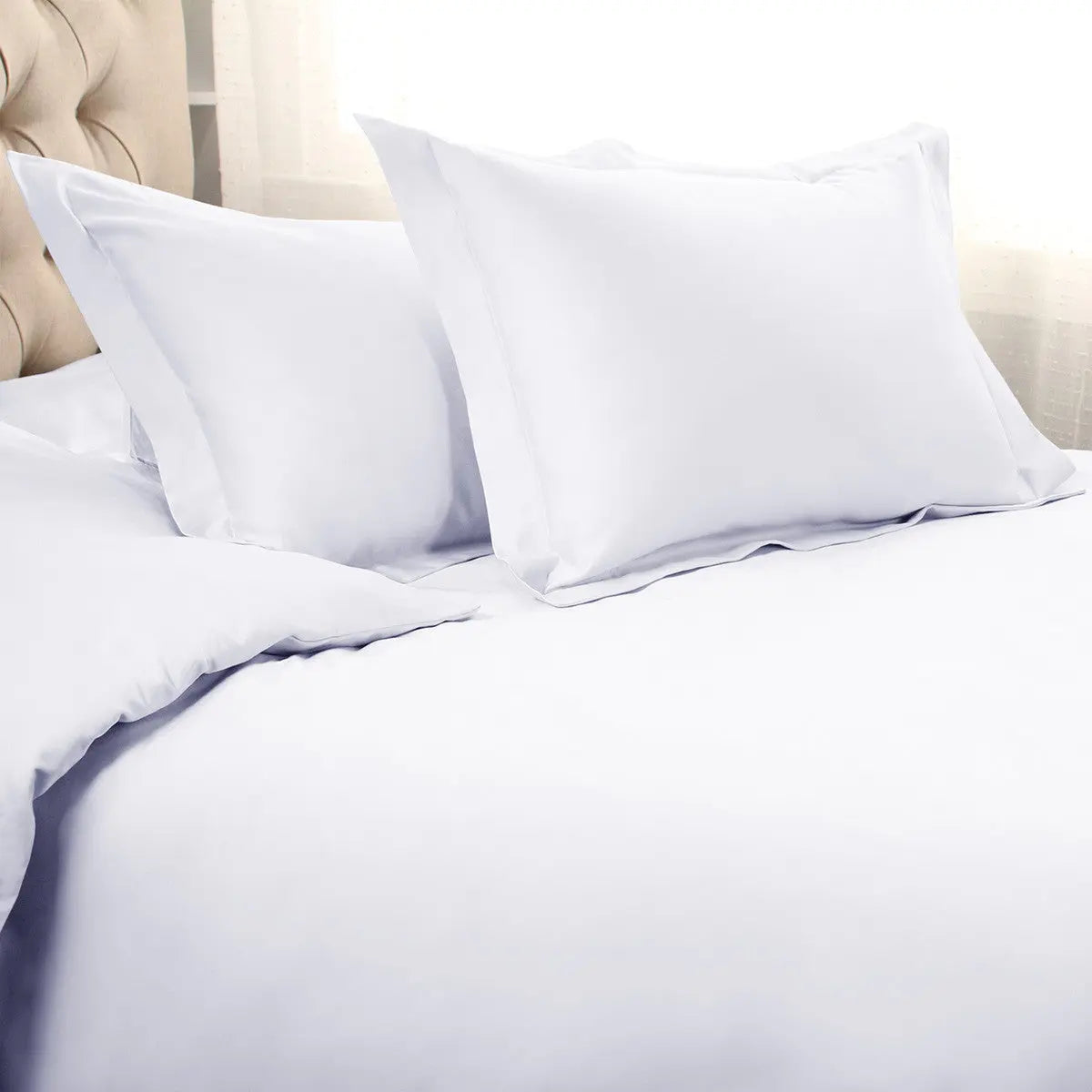 White Queen Cotton Blend 1200 Thread Count Washable Duvet Cover Set Homeroots Bed & Bath