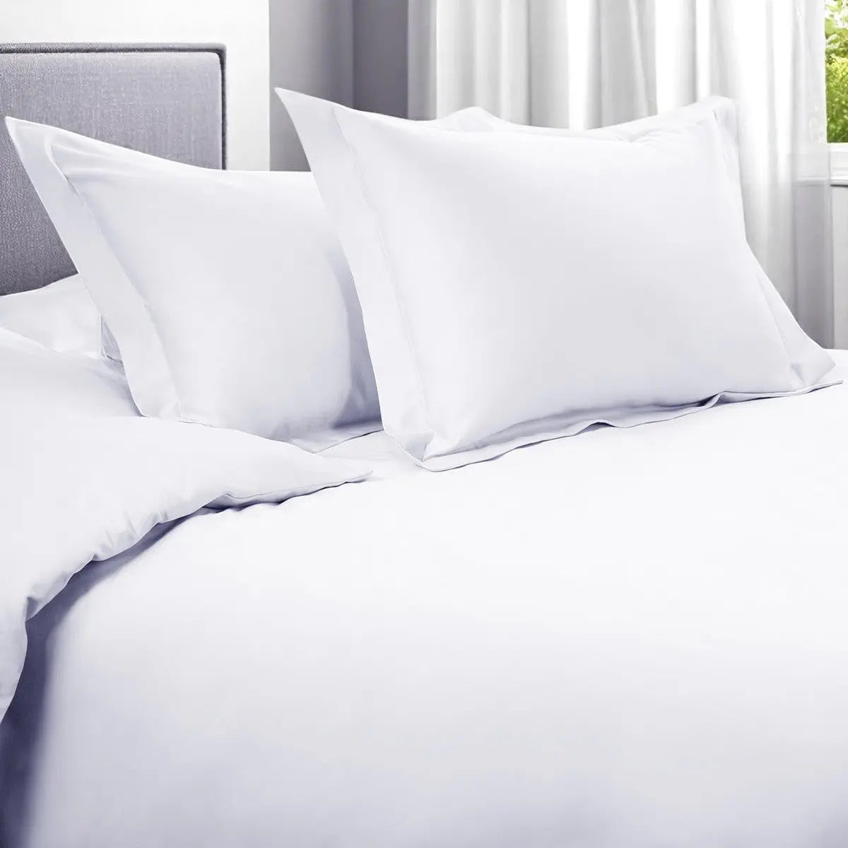 White Queen Cotton Blend 1200 Thread Count Washable Duvet Cover Set Homeroots Bed & Bath