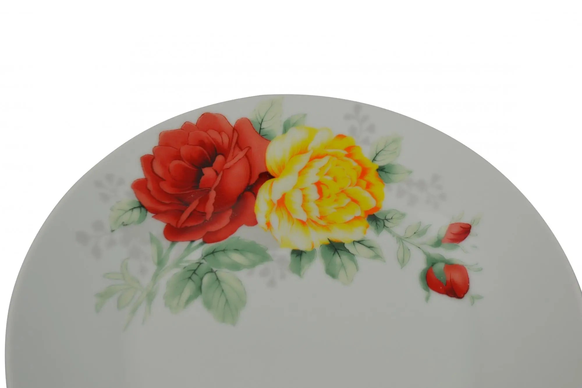 White Red And Yellow Sixteen Piece Round Flat Floral Medallion Ceramic Service For Four Dinnerware Set Homeroots Kitchen & Dining