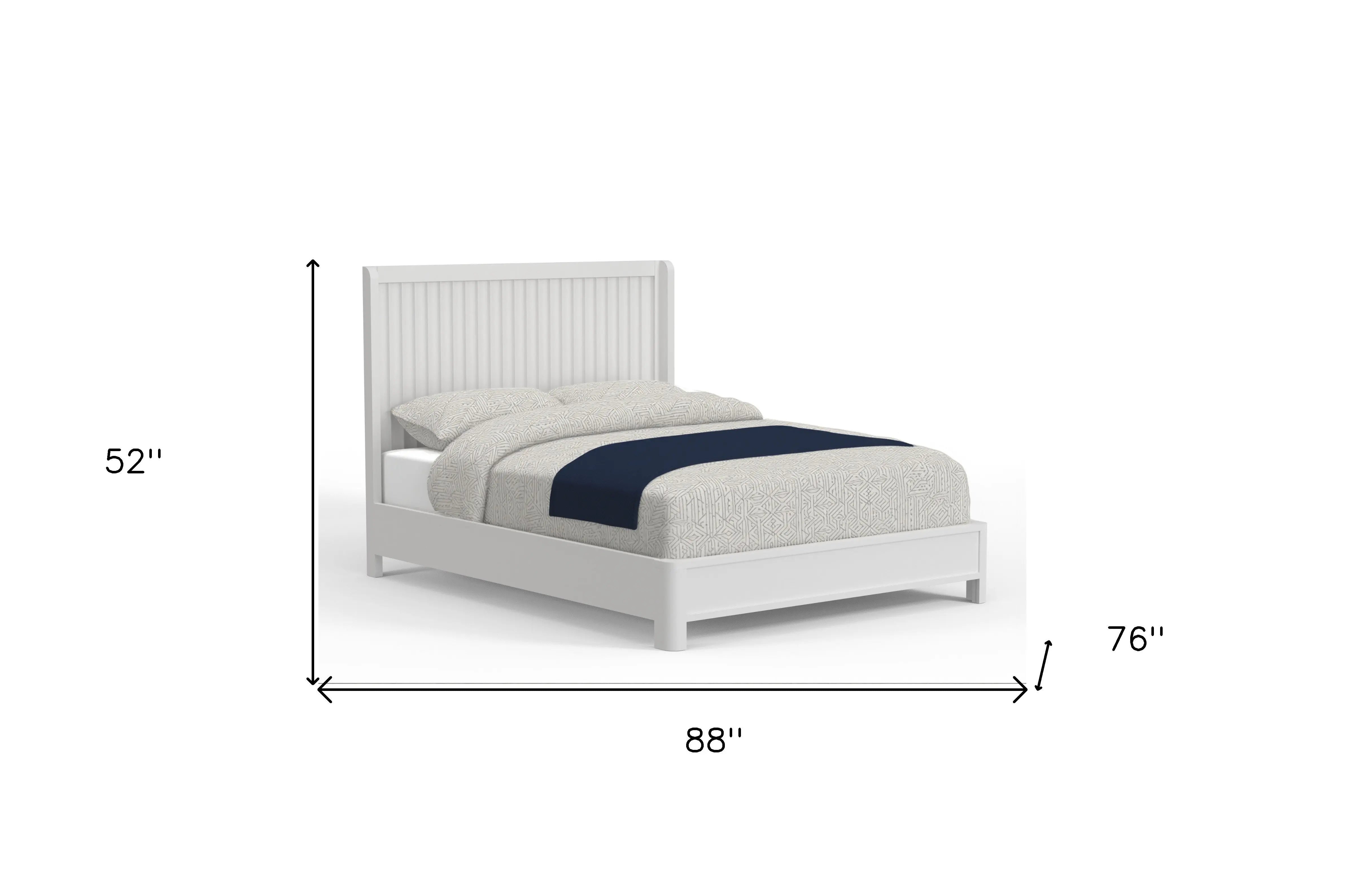 White Ribbed Texture Solid Wood California King Bed Frame Homeroots Bed & Bath
