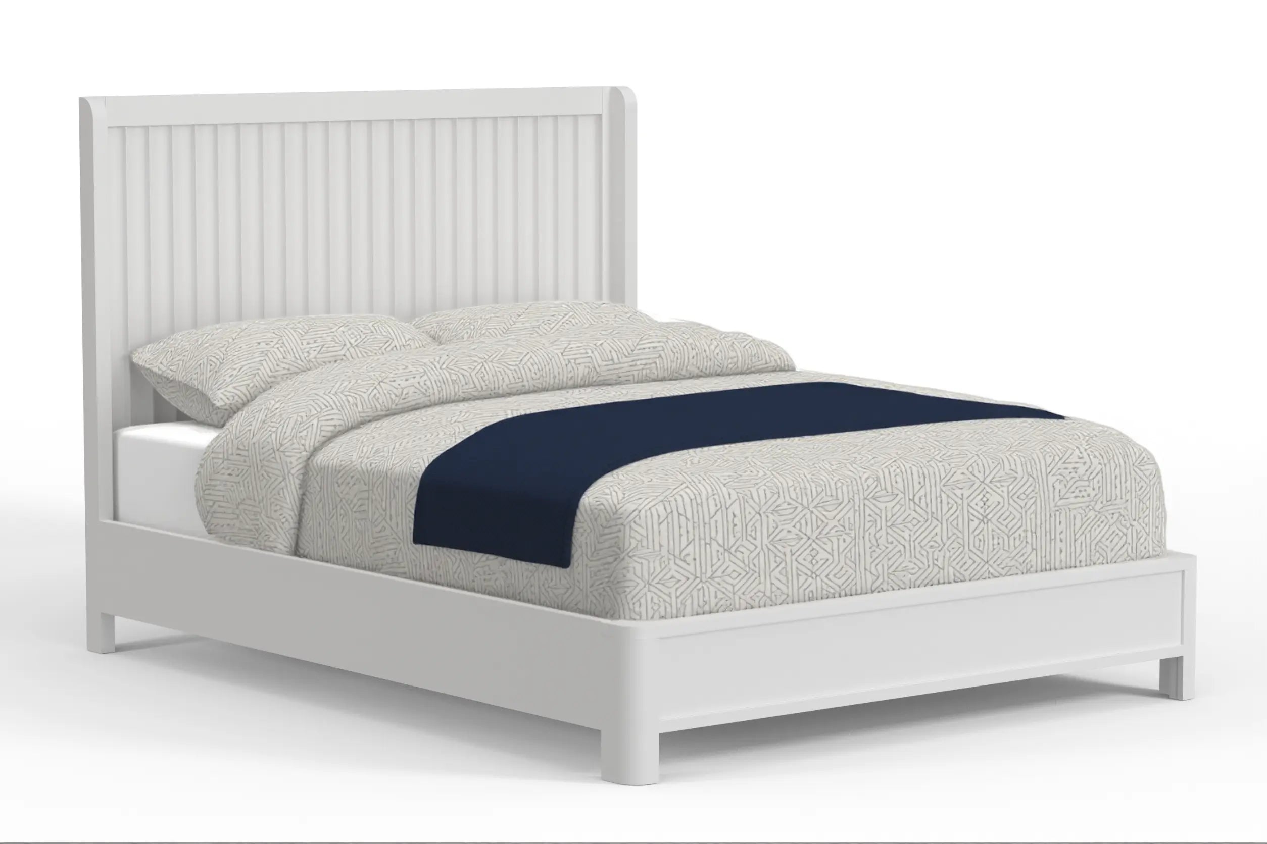 White Ribbed Texture Solid Wood California King Bed Frame Homeroots Bed & Bath