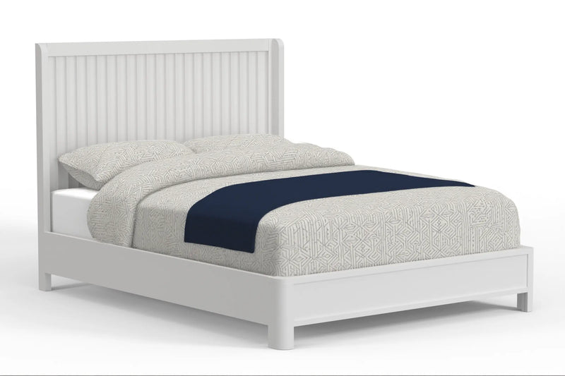 White Ribbed Texture Solid Wood California King Bed Frame Homeroots Bed & Bath