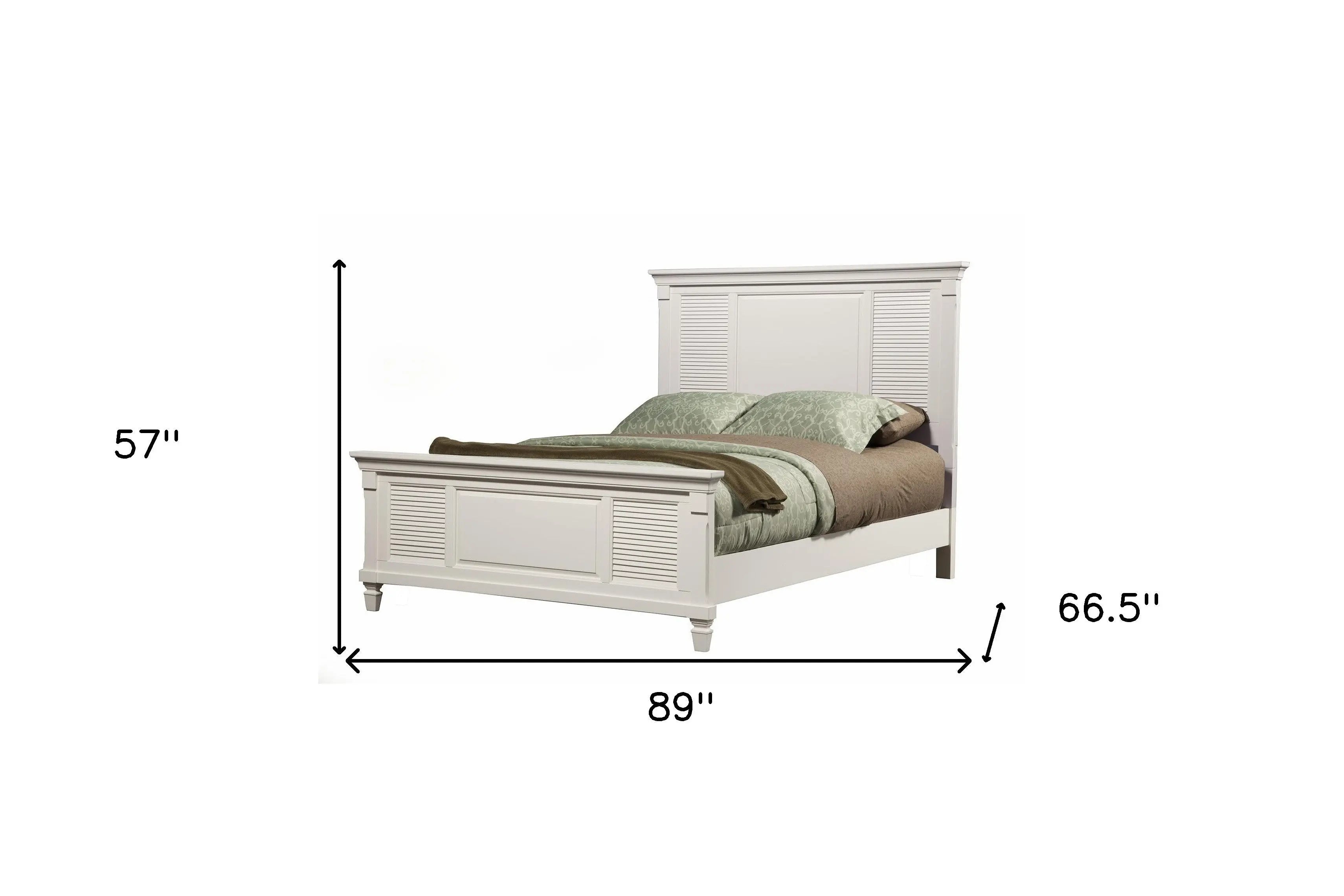White Ribbed Texture Solid Wood Queen Bed Frame Homeroots Bed & Bath