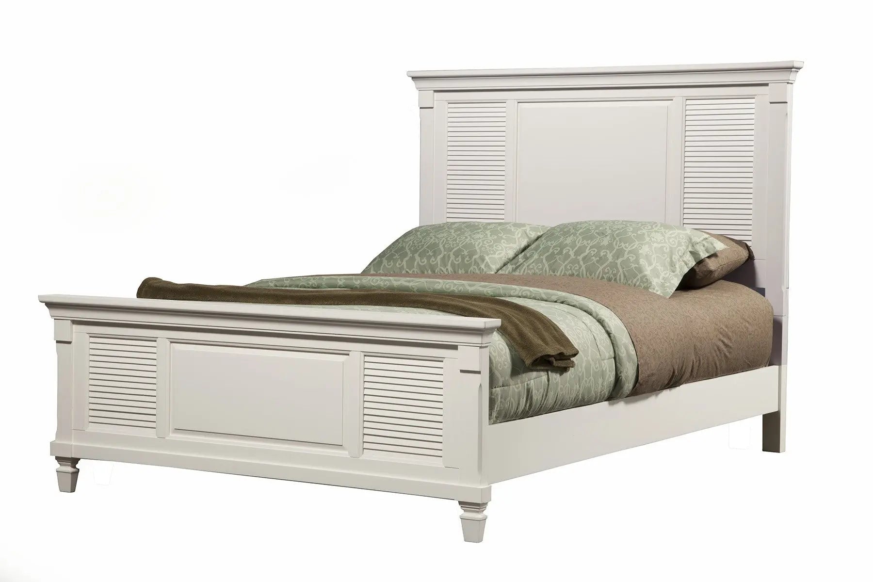 White Ribbed Texture Solid Wood Queen Bed Frame Homeroots Bed & Bath