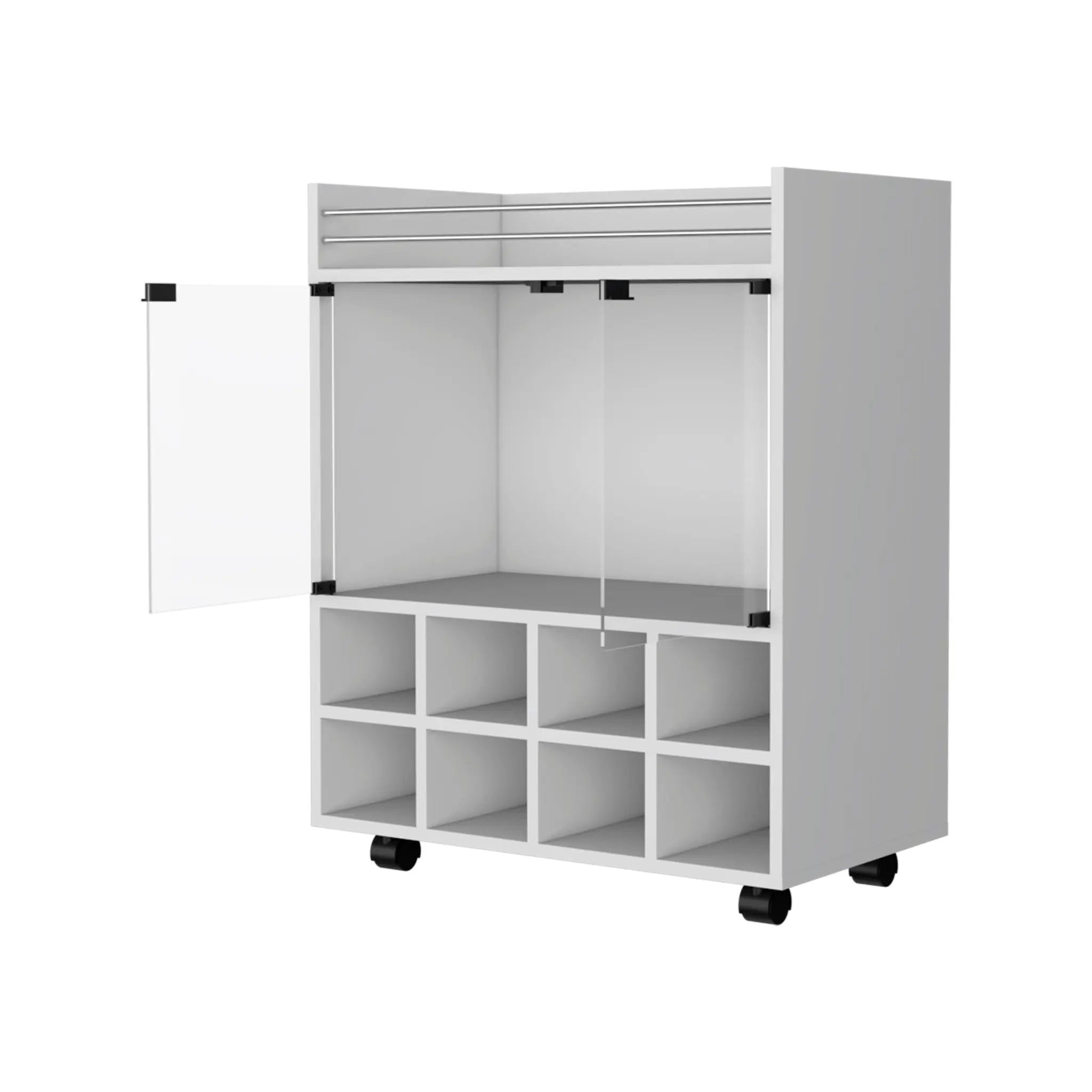 White Rolling Bar Cart With Wine Storage Homeroots Kitchen & Dining
