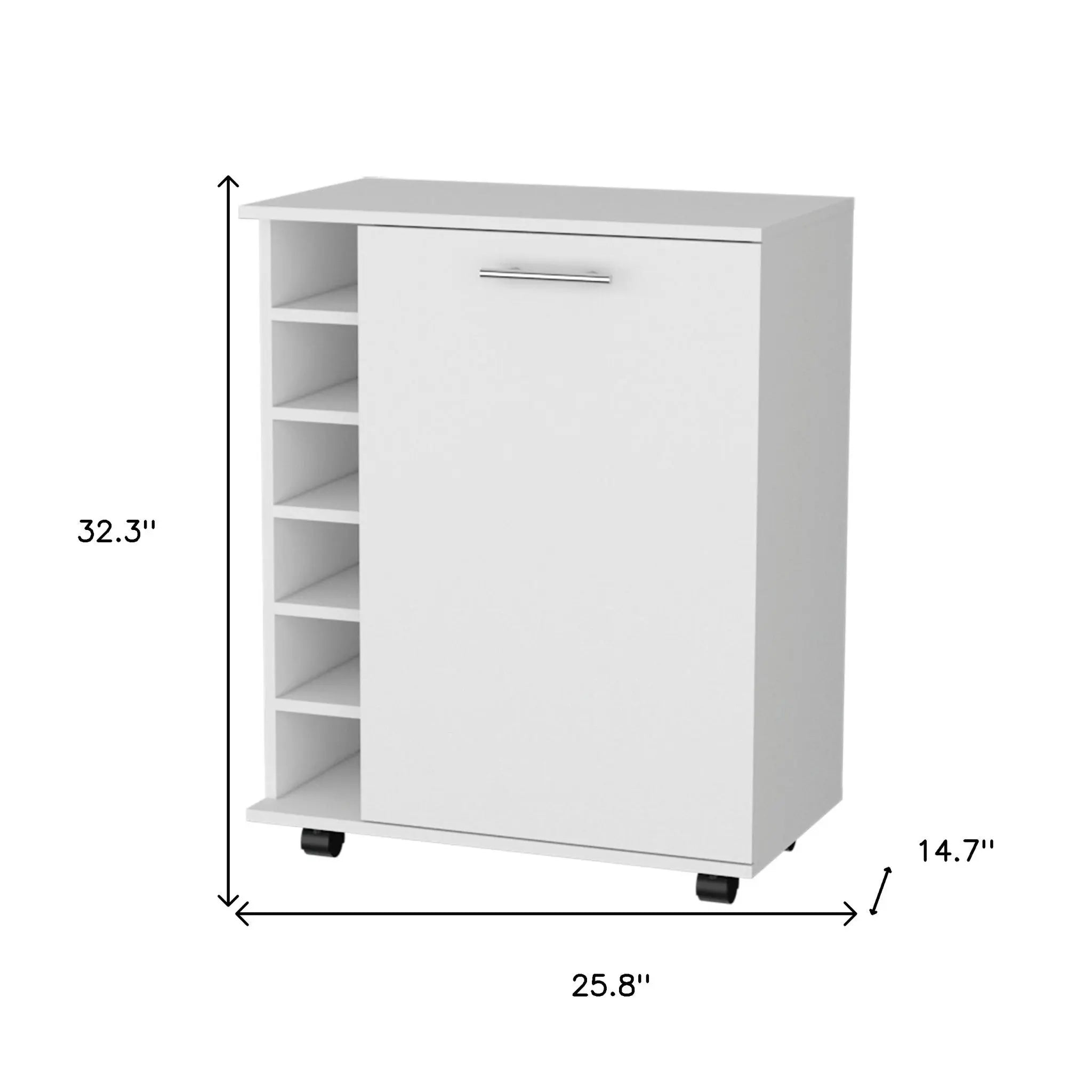 White Rolling Bar Cart With Wine Storage Homeroots Kitchen & Dining