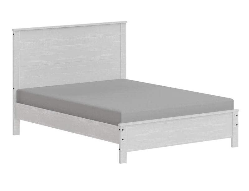 White Shiplap Texture Distressed Solid Wood Queen Bed Frame - GreatEagleInc