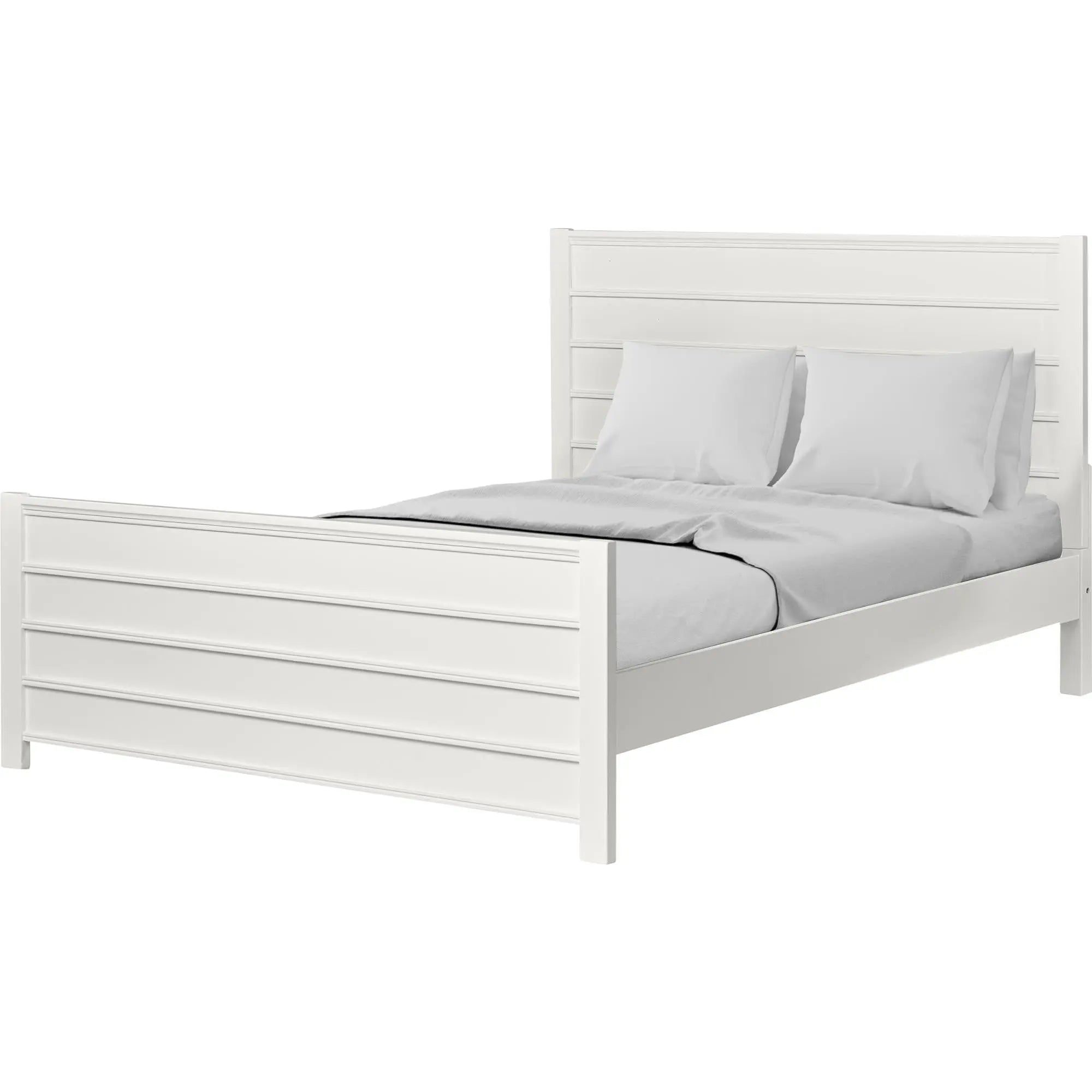 White Shiplap Texture Solid Wood King Bed Frame Homeroots Bed & Bath