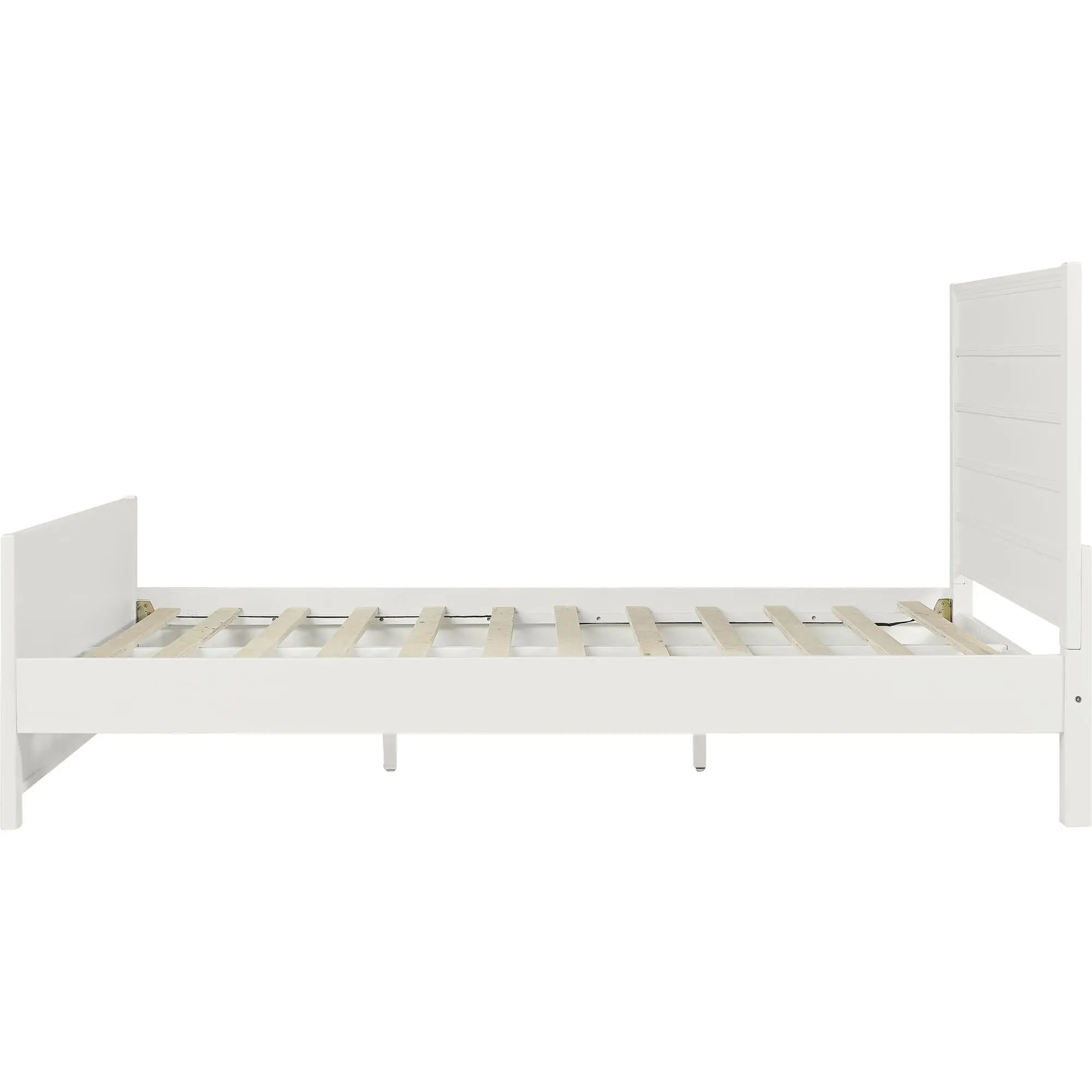 White Shiplap Texture Solid Wood King Bed Frame Homeroots Bed & Bath