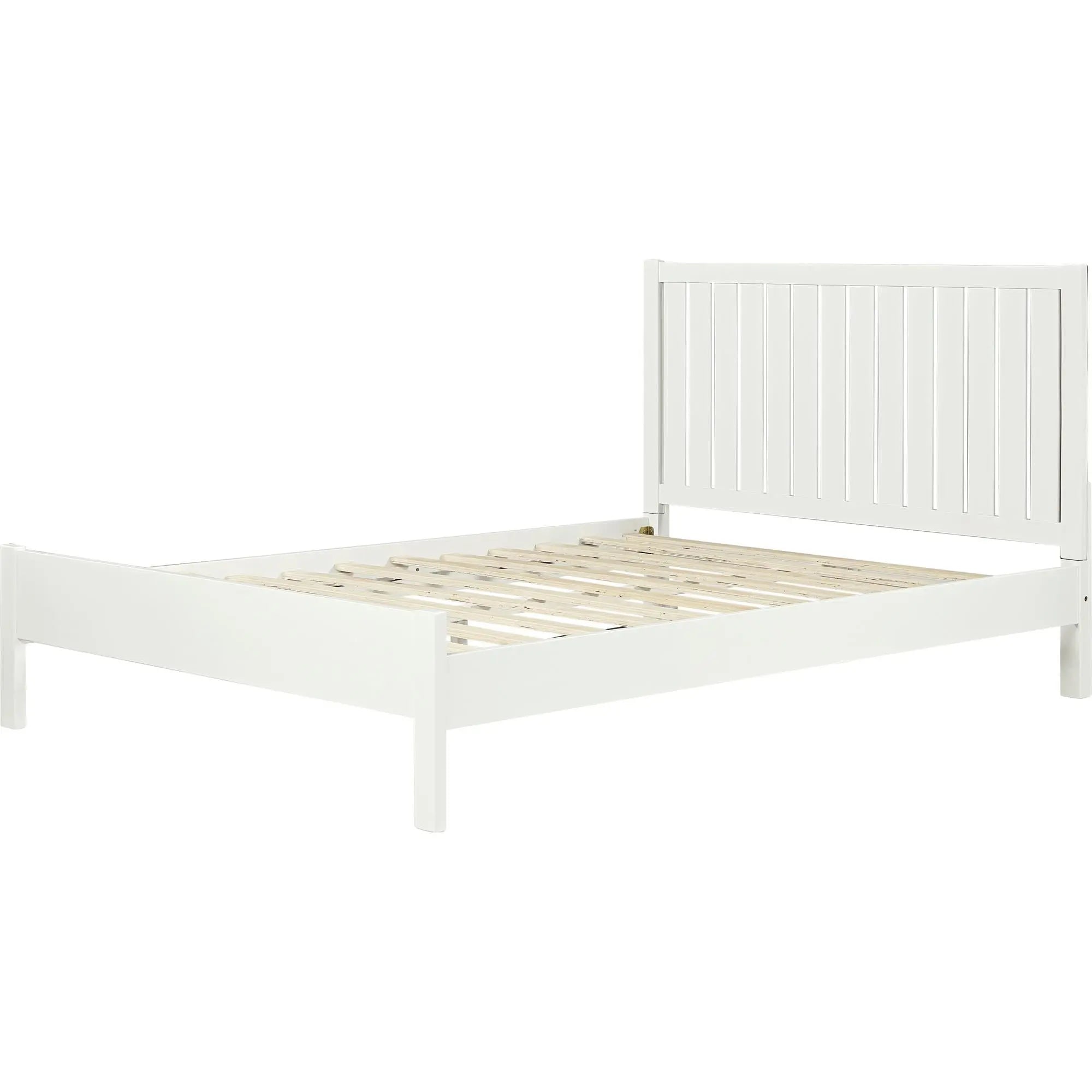 White Shiplap Texture Solid Wood Queen Bed Frame Homeroots Bed & Bath