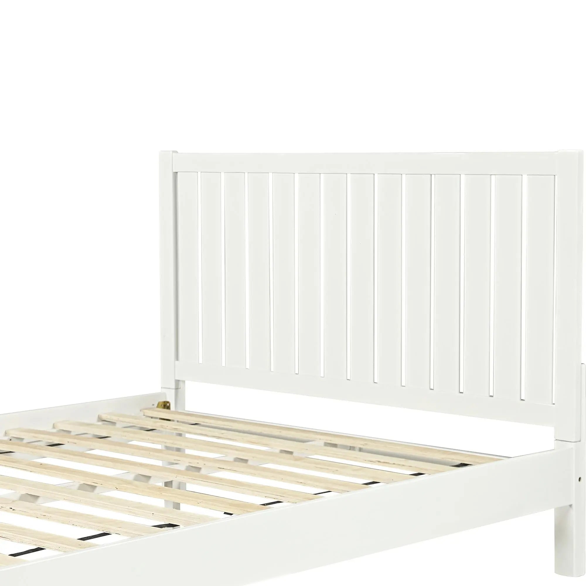 White Shiplap Texture Solid Wood Queen Bed Frame Homeroots Bed & Bath