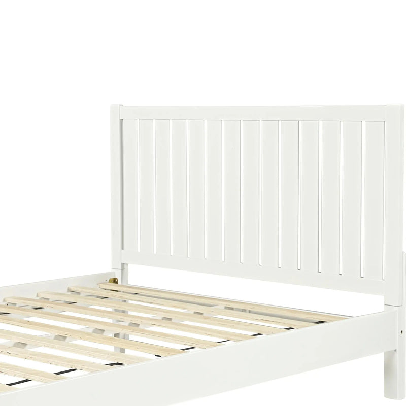 White Shiplap Texture Solid Wood Queen Bed Frame Homeroots Bed & Bath