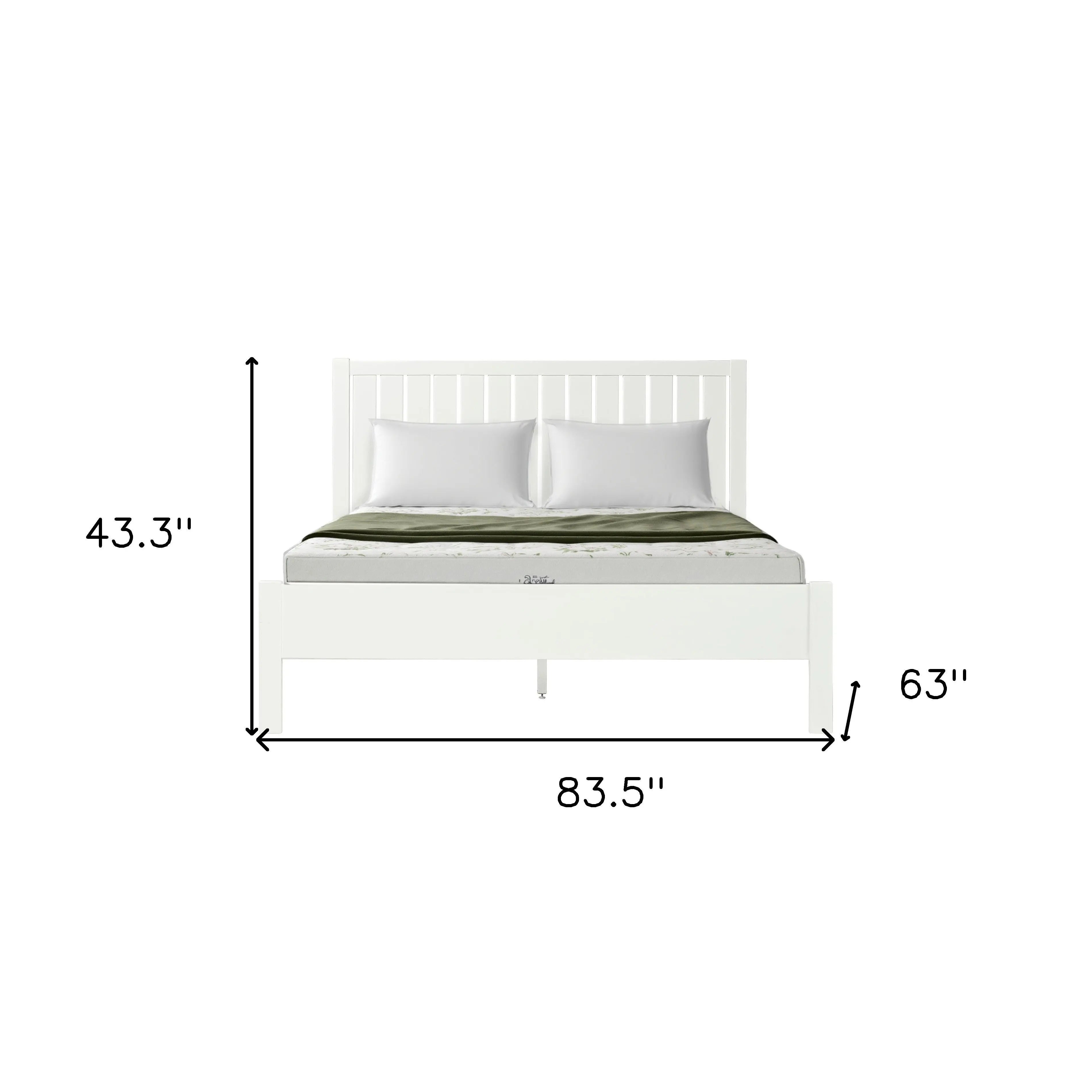 White Shiplap Texture Solid Wood Queen Bed Frame Homeroots Bed & Bath
