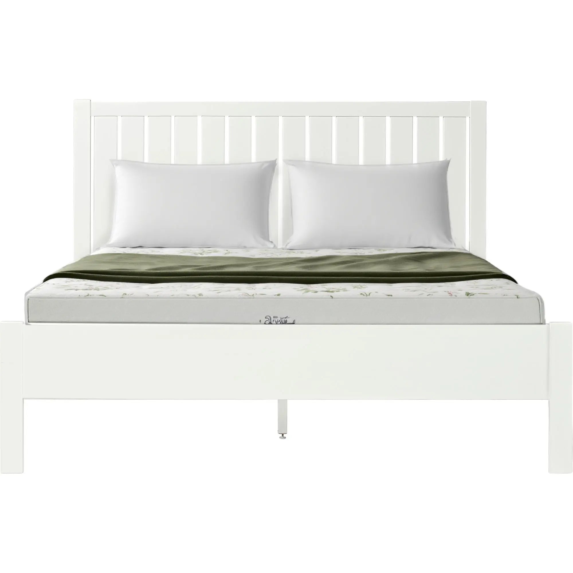 White Shiplap Texture Solid Wood Queen Bed Frame Homeroots Bed & Bath