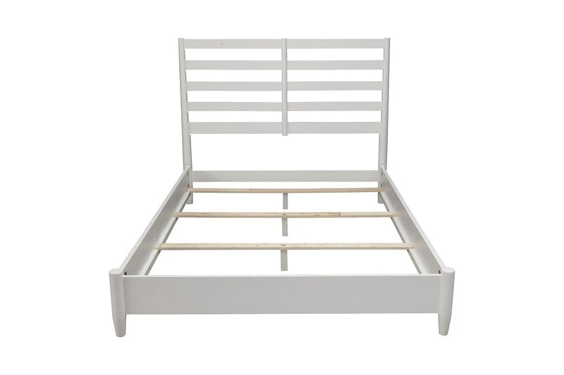 White Slat Back Solid Wood Queen Bed Frame Homeroots Bed & Bath