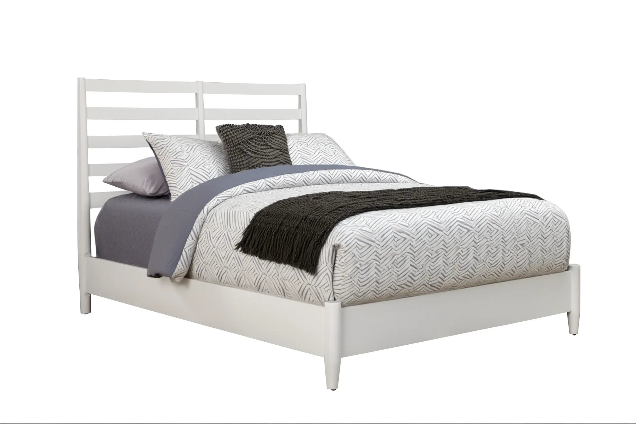 White Slat Back Solid Wood Queen Bed Frame Homeroots Bed & Bath