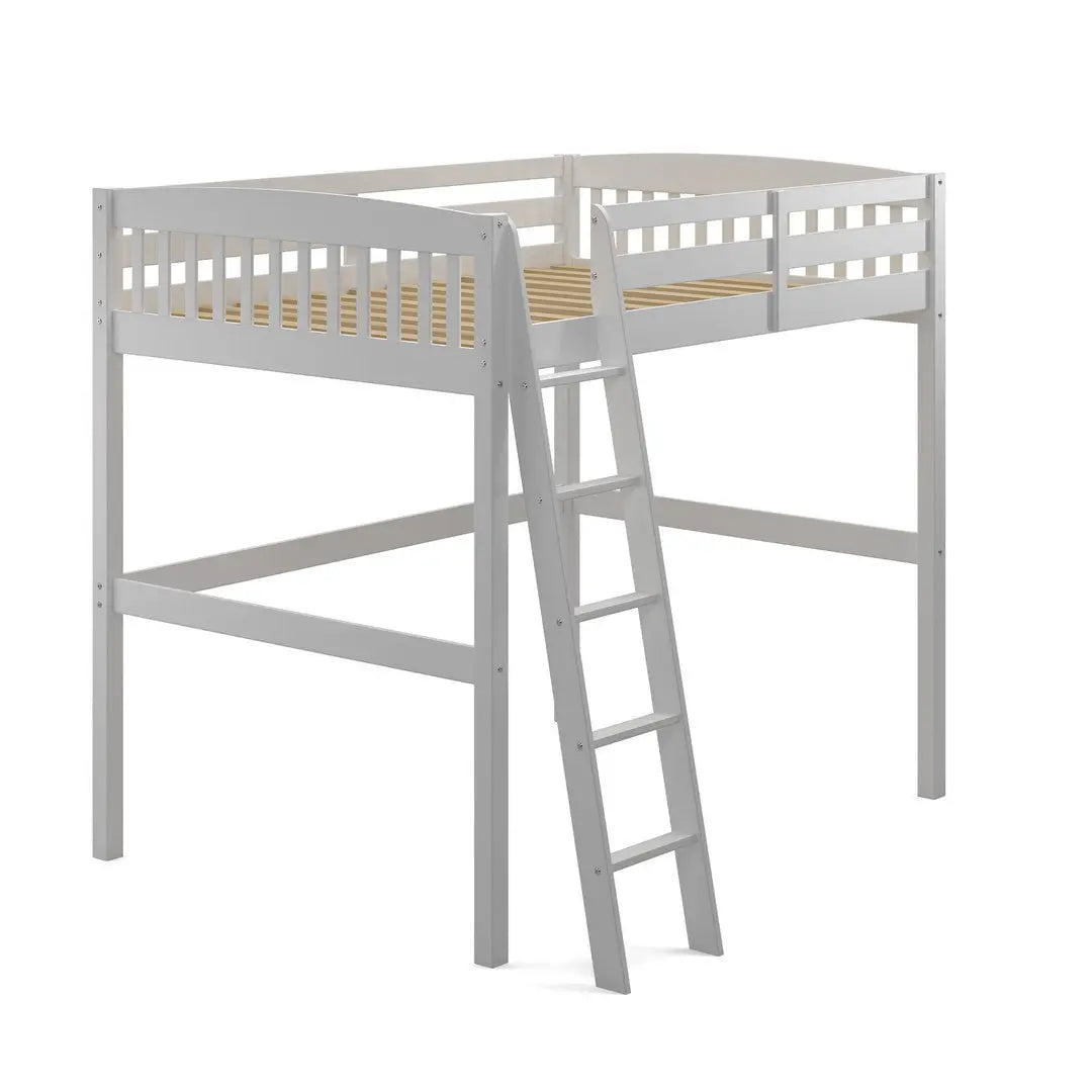 White Slat Solid Wood Full Double Loft Bed Homeroots Bed & Bath