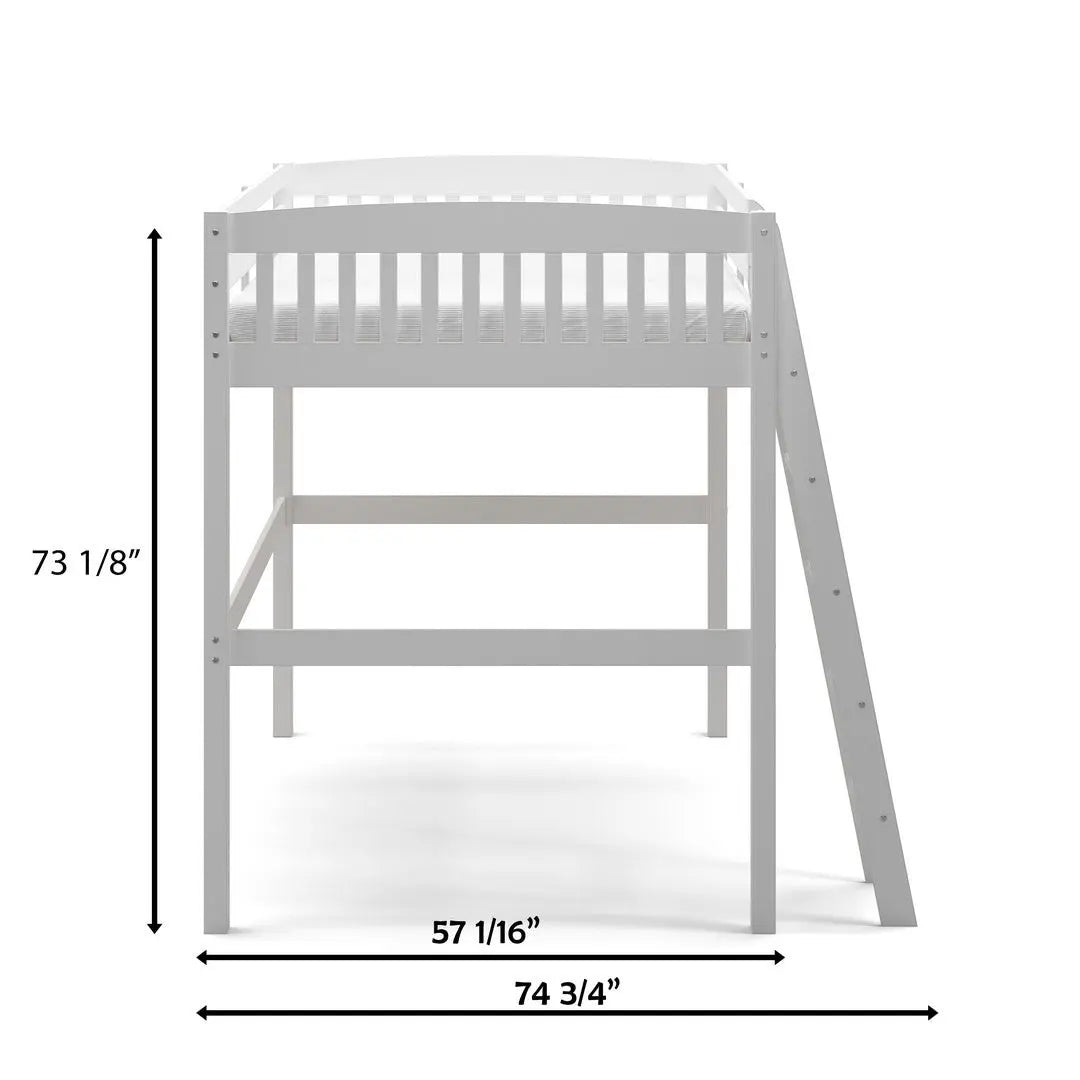 White Slat Solid Wood Full Double Loft Bed Homeroots Bed & Bath