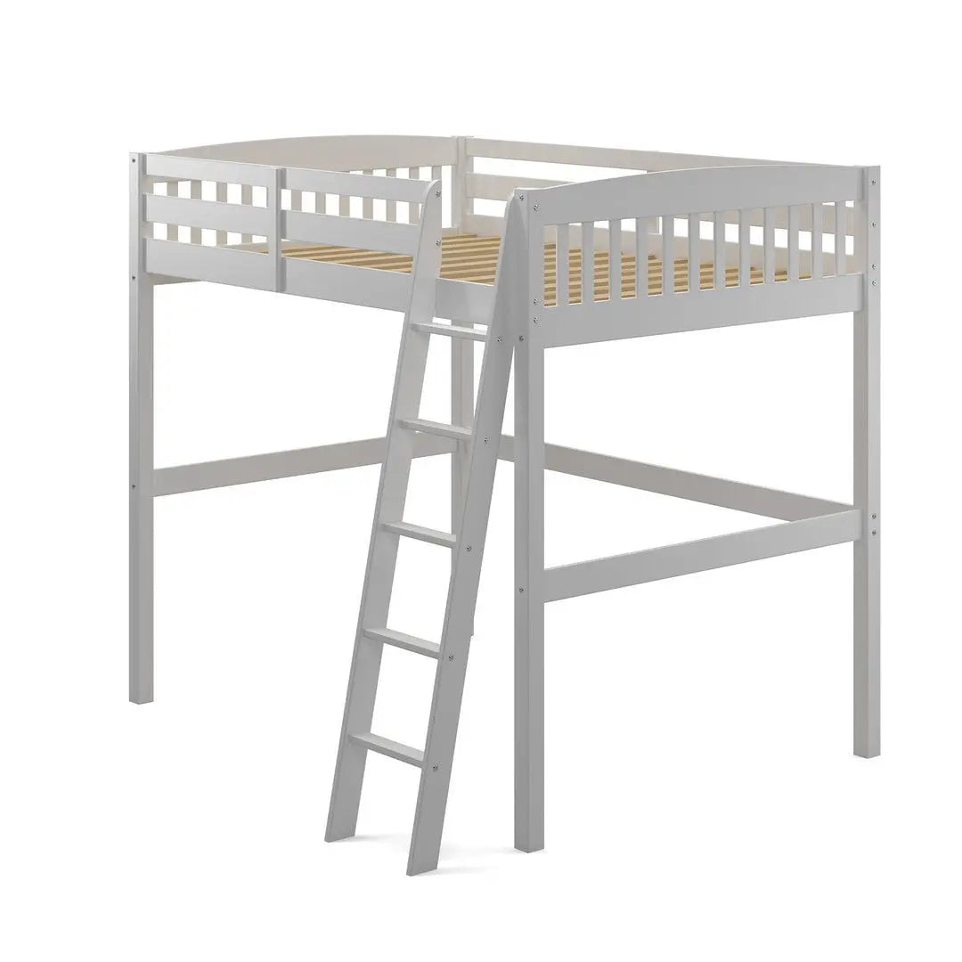 White Slat Solid Wood Full Double Loft Bed Homeroots Bed & Bath