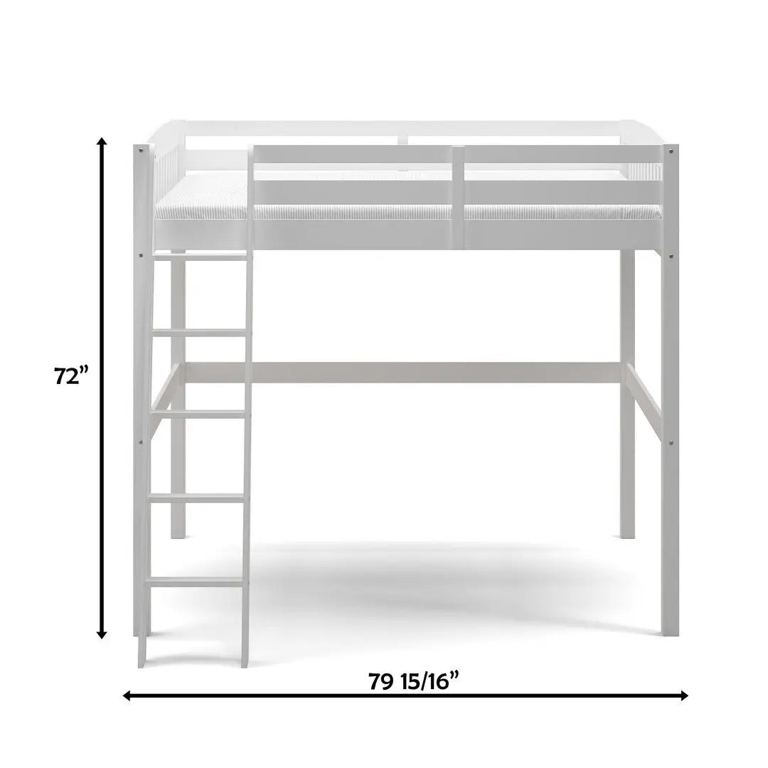 White Slat Solid Wood Full Double Loft Bed Homeroots Bed & Bath