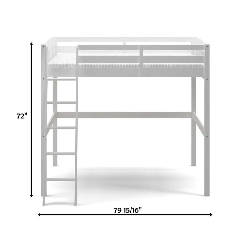White Slat Solid Wood Full Double Loft Bed Homeroots Bed & Bath