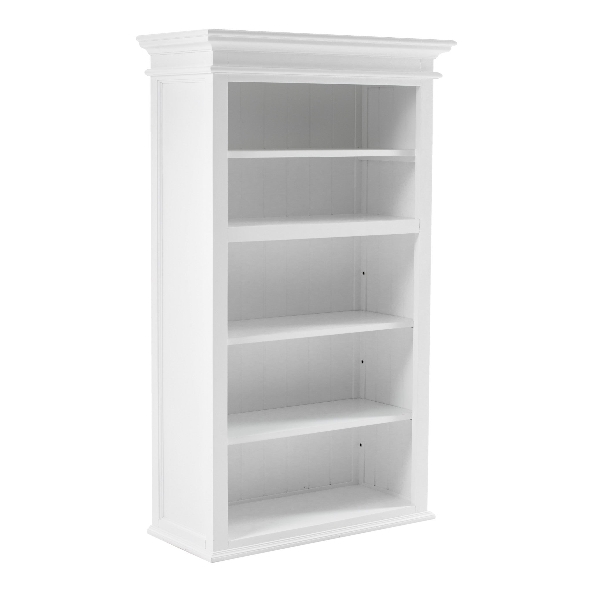 White Solid Wood Adjustable Four Tier Bookcase Homeroots Office