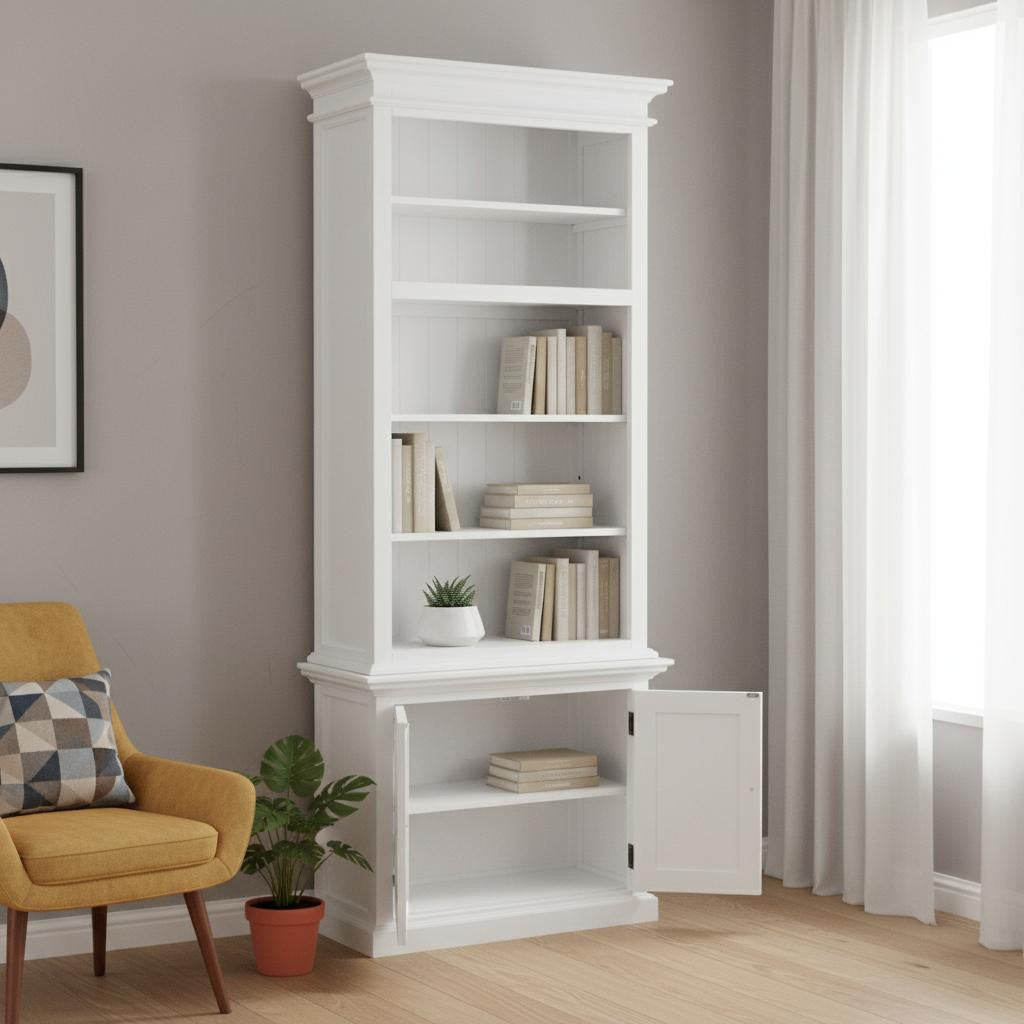 White Solid Wood Adjustable Four Tier Bookcase Homeroots Office