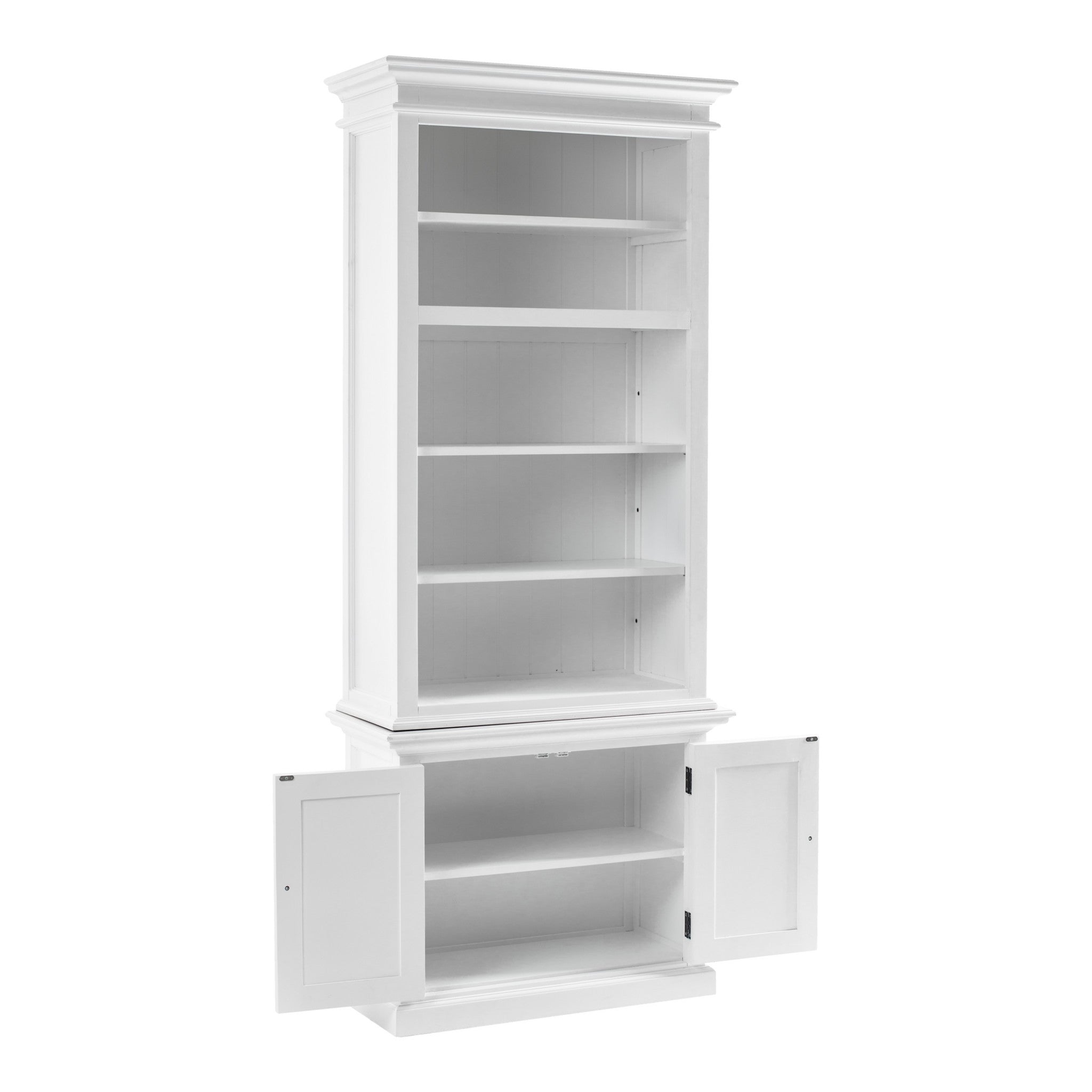 White Solid Wood Adjustable Four Tier Bookcase Homeroots Office