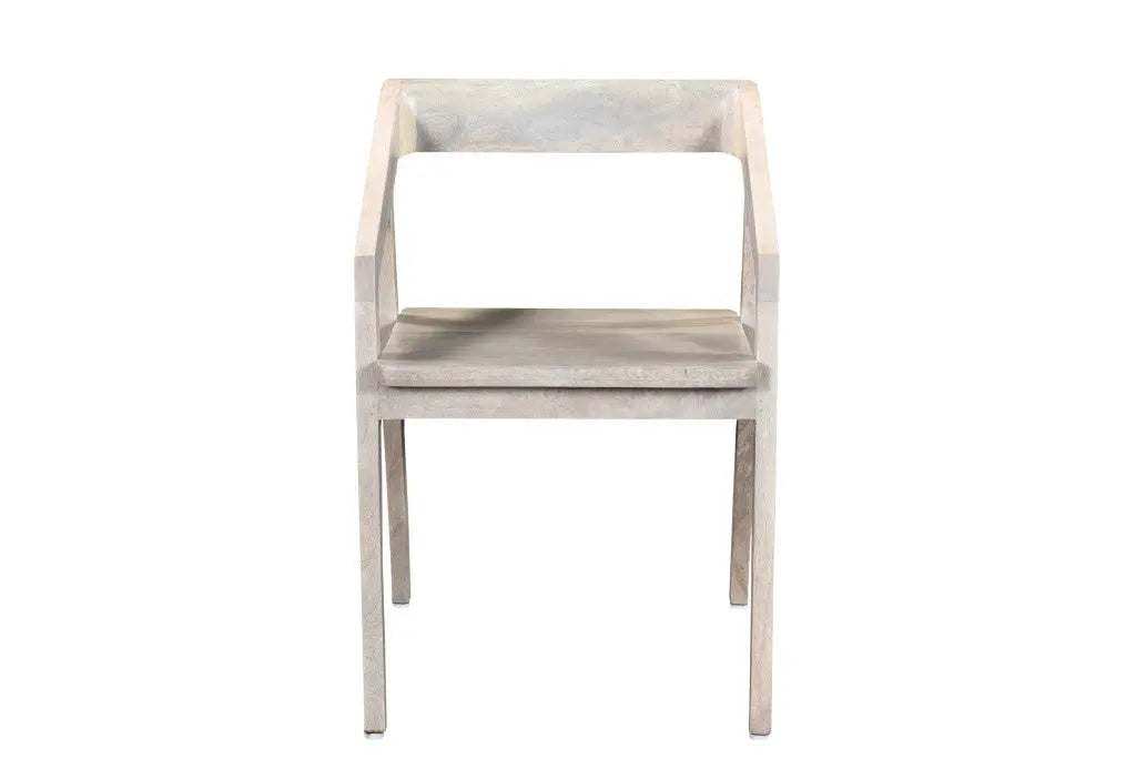 White Solid Wood Open Back Dining Arm Chair Homeroots Kitchen & Dining