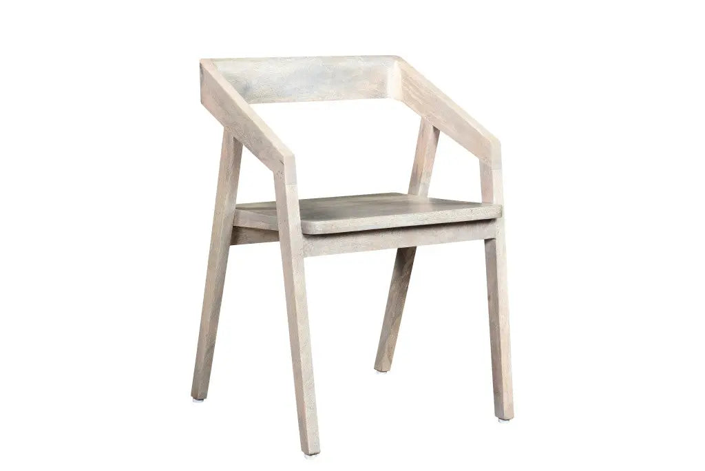 White Solid Wood Open Back Dining Arm Chair Homeroots Kitchen & Dining