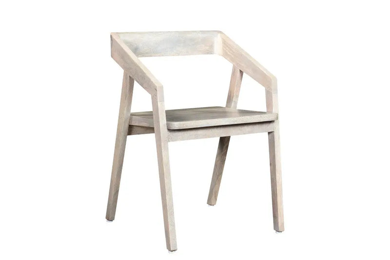 White Solid Wood Open Back Dining Arm Chair Homeroots Kitchen & Dining