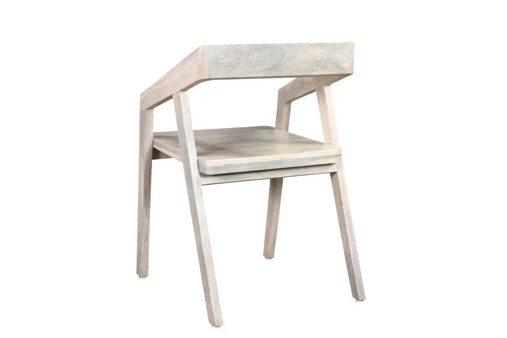 White Solid Wood Open Back Dining Arm Chair Homeroots Kitchen & Dining