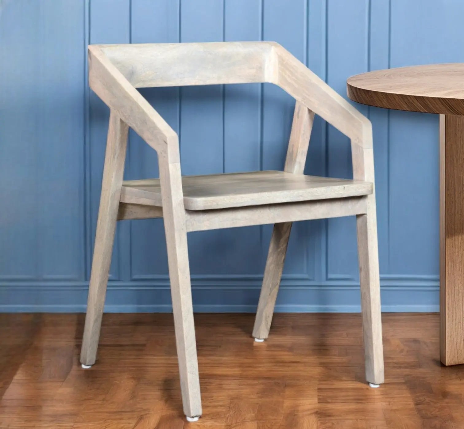 White Solid Wood Open Back Dining Arm Chair Homeroots Kitchen & Dining