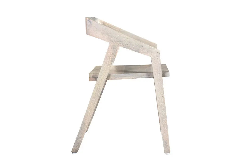 White Solid Wood Open Back Dining Arm Chair Homeroots Kitchen & Dining