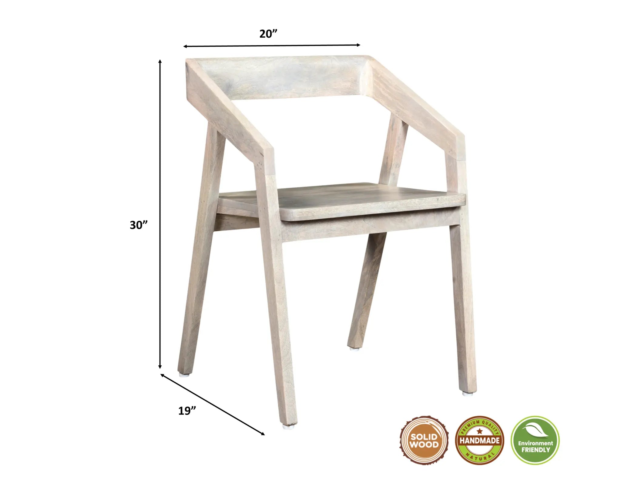 White Solid Wood Open Back Dining Arm Chair Homeroots Kitchen & Dining