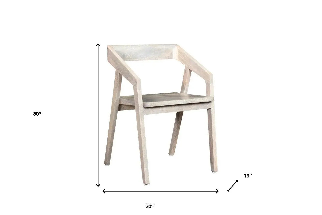 White Solid Wood Open Back Dining Arm Chair Homeroots Kitchen & Dining