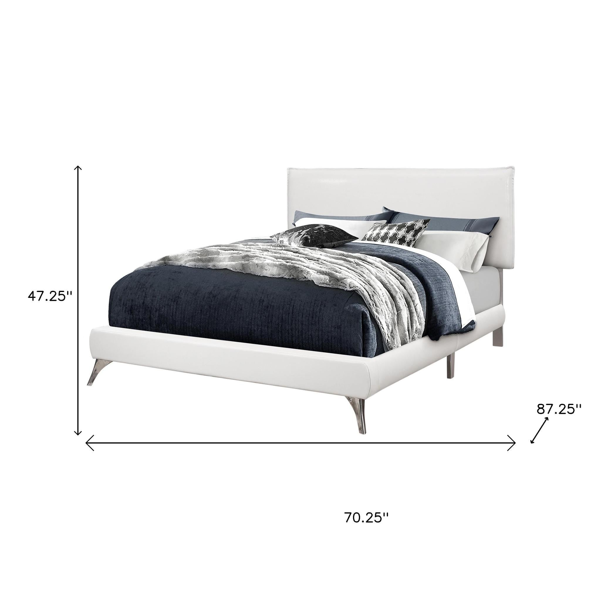 White Solid Wood Queen Upholstered Linen Bed Frame - GreatEagleInc