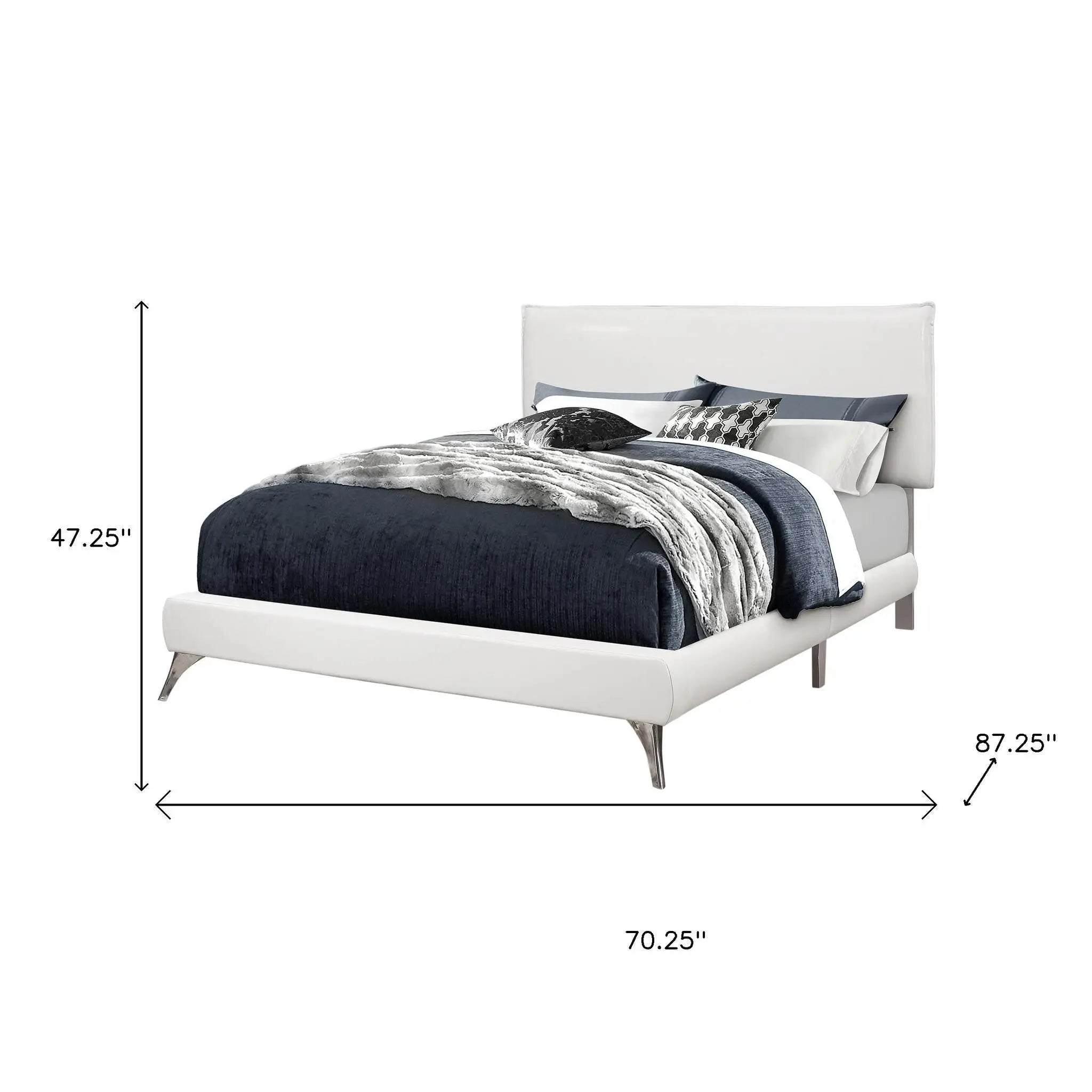 White Solid Wood Queen Upholstered Linen Bed Frame - GreatEagleInc
